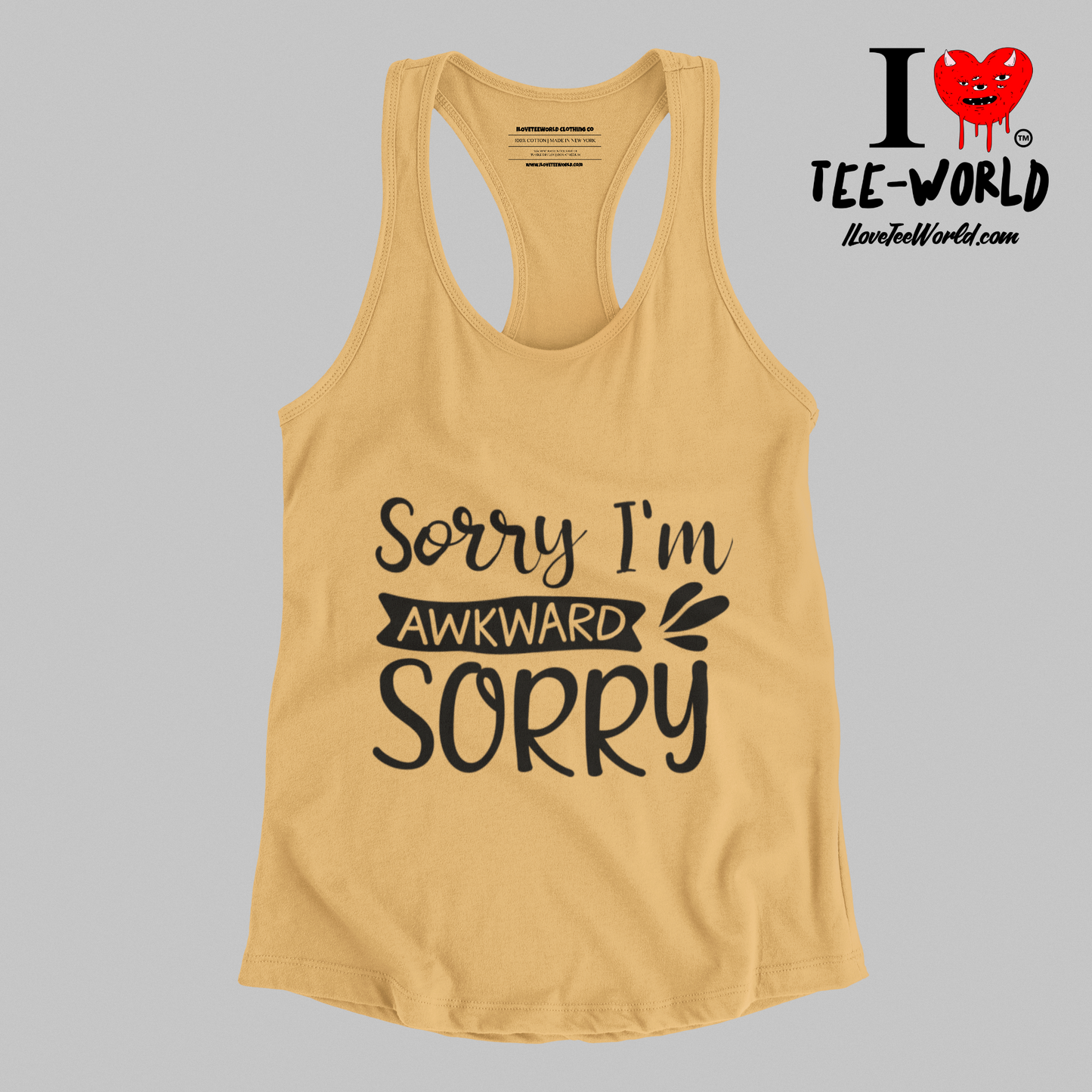 Sorry I'm Awkward Sorry. Racerback Graphic T-shirt